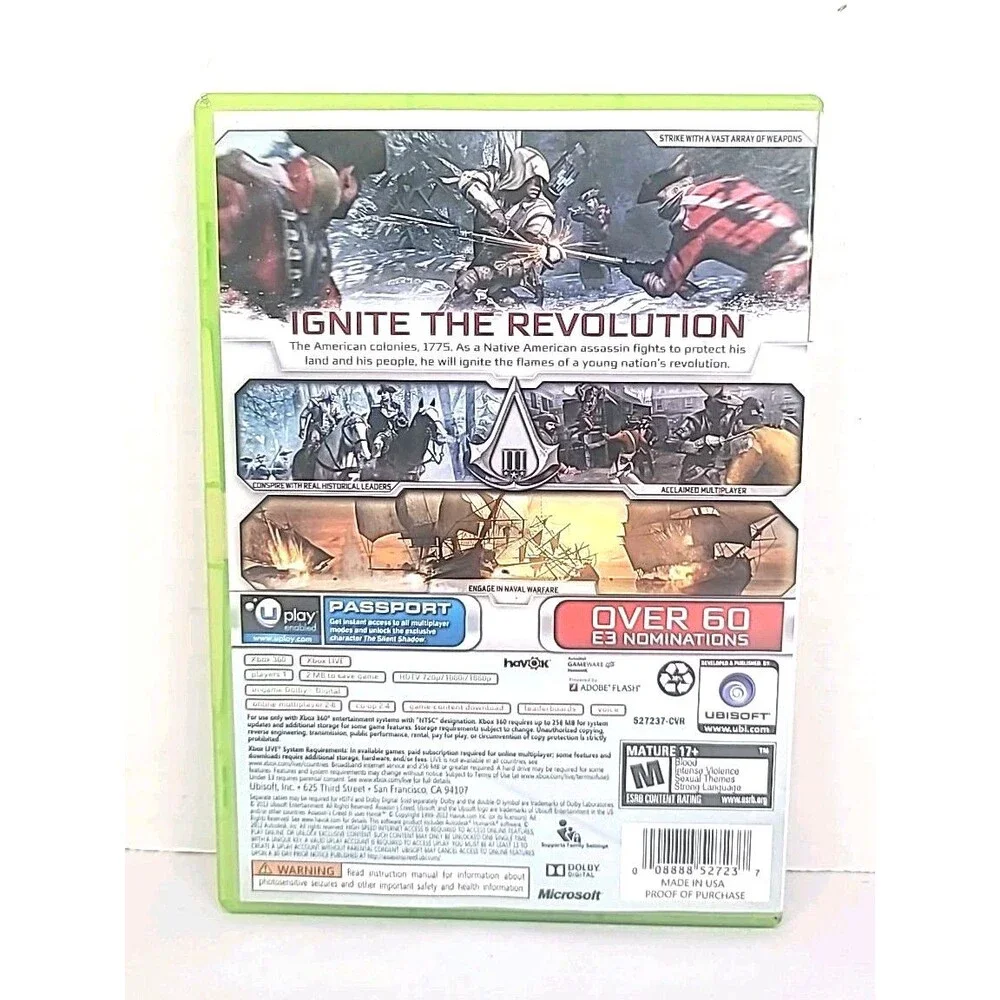 Assassin's Creed III (Microsoft Xbox 360, 2012) CIB Tested